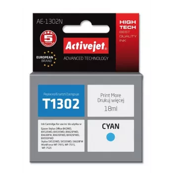 Wkład atramentowy ActiveJet AE-1302N zamiennik do Epson T1302 — Cyjan, 18 ml, XL