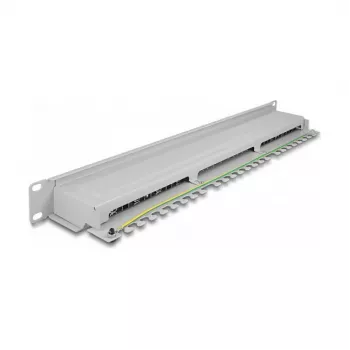 DeLOCK 19-calowy Patch Panel 16-portowy Kat.6A 1U szary Metalowy Stelaż
