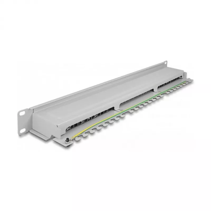DeLOCK 19-calowy Patch Panel 16-portowy Kat.6A 1U szary Metalowy Stelaż