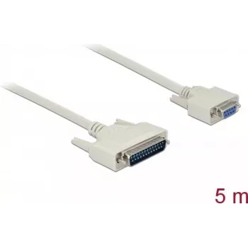 Kabel szeregowy DELOCK 86876 D-Sub 25 Pin na D-Sub 9 Pin, beżowy, 5 m