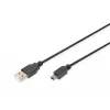 Assmann/Digitus USB 2.0 CONNECTION kabel A-B USB 2.0 Connection kabel, 480Mbit/s, USB A - USB mini B, plug/plug, 1.8m, Czarny (AK-300130-018-S)