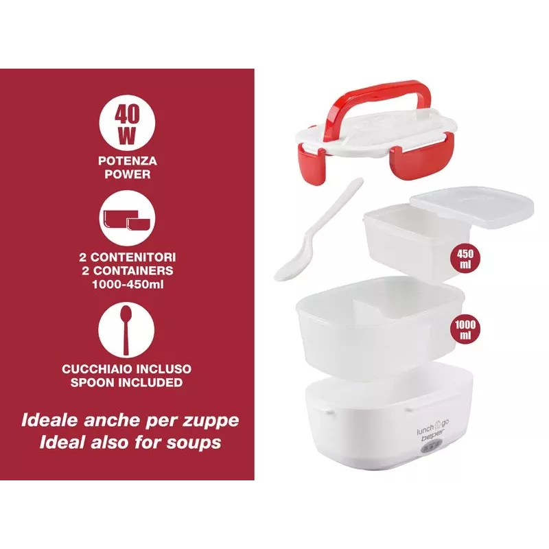 Elektryczny lunchbox Beper 90.920R - podgrzewacz do jedzenia 1 L