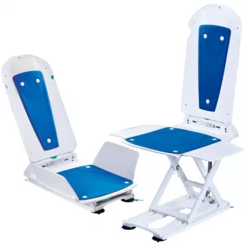 Wanna z podnośnikiem DIETZ Kanjo ECO PLP004 z tapicerką — regulowana wysokość, bateria 14.4V, maks. waga użytkownika 140 kg, składana, niebieska