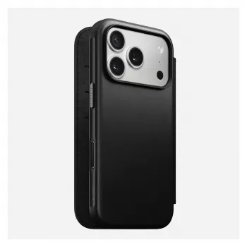Skórzany portfel do telefonu Nomad Modern Leather Folio Cover dla iPhone 17 Pro, 16 cm (6,3 cala), czarny, 4 kieszenie na karty