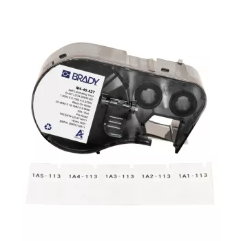 Brady, M4-48-427, samolaminujący winyl, biały/przezroczysty, 19,05 x 9,53 (25,40) mm, trwały, do średnicy kabla 2,70–5,10 mm (200 szt.) (170752)