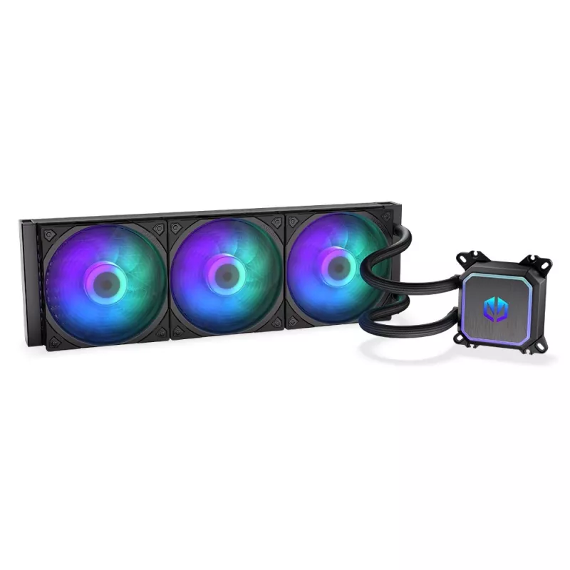 Chłodzenie cieczą AiO ENDORFY Navis F360 ARGB Czarny — chłodnica 360 mm, 3 wentylatory 120×25 mm, 250–1800 RPM, pompa 1600–2600 RPM, obsługa LGA 1700/AM5/AM4