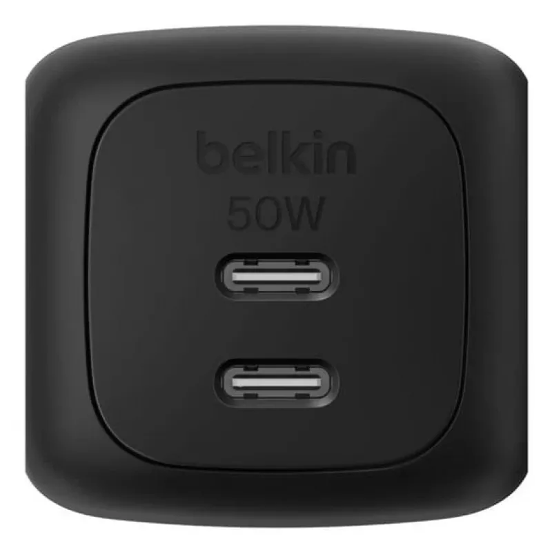 Szybka ładowarka sieciowa Belkin WCH019kqBK — 2× USB‑C, czarna, zabezpieczenia OVP/OC/OT/SC