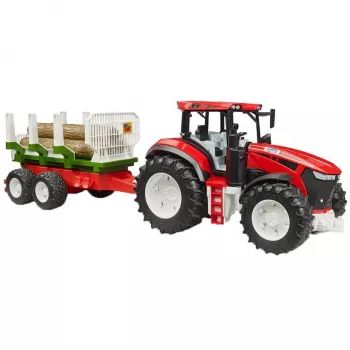 BRUDER Traktor z przyczepą do drewna BR-03453 – Zabawka mechaniczna, Kompatybilna z figurkami Bruder
