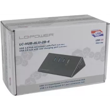 LC Power LC-HUB-ALU-2B-4 - Hub - 3 x SuperSpeed USB 3.0 + 1 x SuperSpeed USB 3.0 (ładowanie) - Desktop (LC-HUB-2B-4)