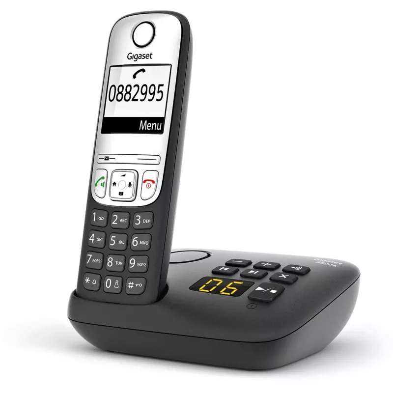 Gigaset A690A - Telefon analogowy/DECT - Słuchawka bezprzewodowa - System głośnomówiący - 100 wpisów - Czarny (S30852-H2830-B101)