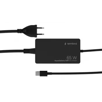 Cablexpert NPA-AC-PDQC65-01 65 W PowerDelivery GaN USB Type-C szybka ładowarka, czarna | Cablexpert