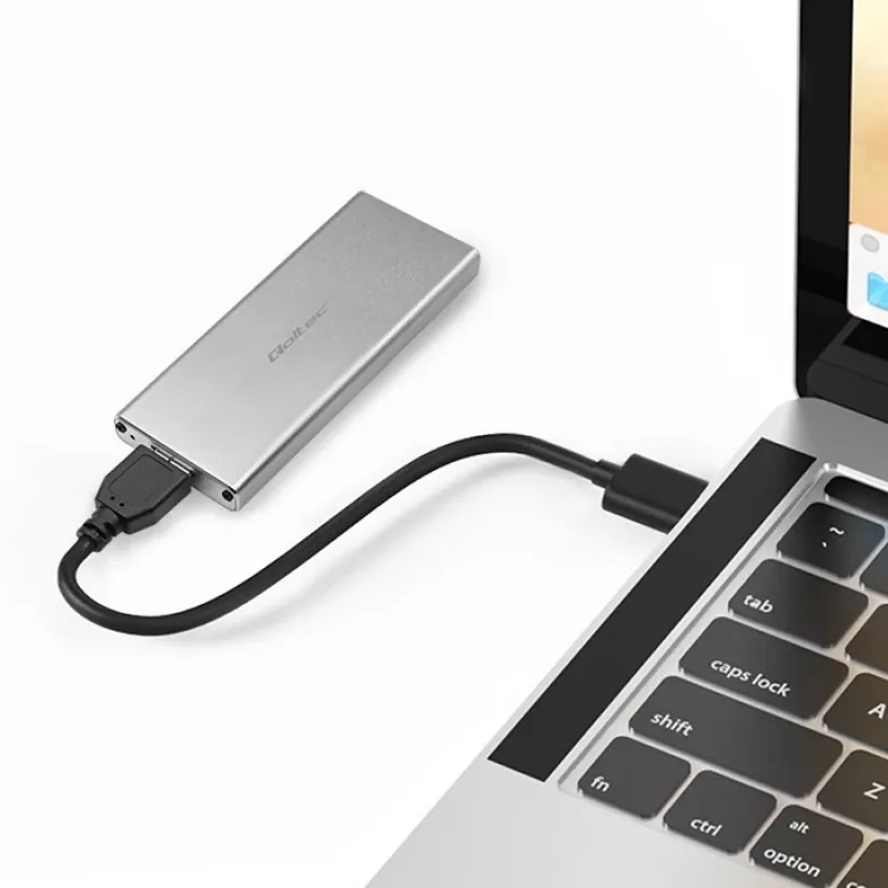 Aluminiowa obudowa QOLTEC 51833 dla dysku M.2 SSD, SATA na USB 3.0, obsługa do 2 TB