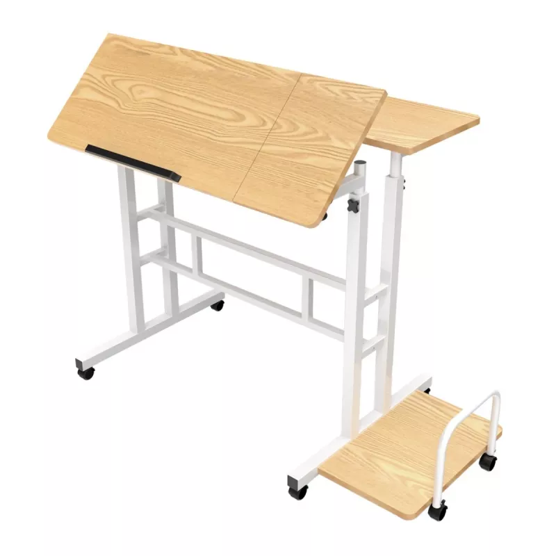 Maclean mobilny stolik pod laptopa, biały, 80x60cm, maks. 50kg, reg. wysokość 67-115cm, MC-124 W
