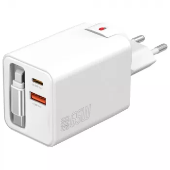 Ładowarka sieciowa USB-C/USB-A 4smarts 541065 — uniwersalna AC 100–240 V, maks. 20 V, kabel 0,7 m, biała