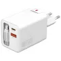 Ładowarka sieciowa USB-C/USB-A 4smarts 541065 — uniwersalna AC 100–240 V, maks. 20 V, kabel 0,7 m, biała