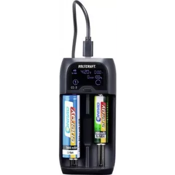 VOLTCRAFT CC-3 NiMH, NiCd, LiIon, LiFePO Mini (AAAA), Micro (AAA), Mignon (AA), Baby (C), Sub-C, A, 10440, 14500, 14650, 16340, 17355, 17500, 17650, 17670 (CC-3)