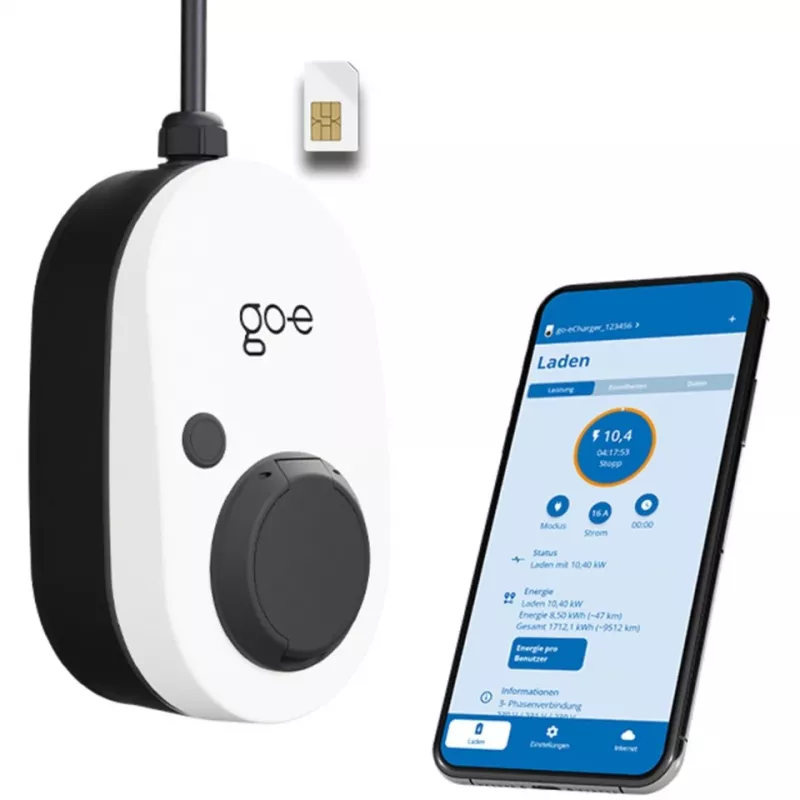 Ładowarka Gemini 2.0, 11 kW (16A 3-fazowa), Wallbox Biało-czarna, bez kabla, 4G/LTE