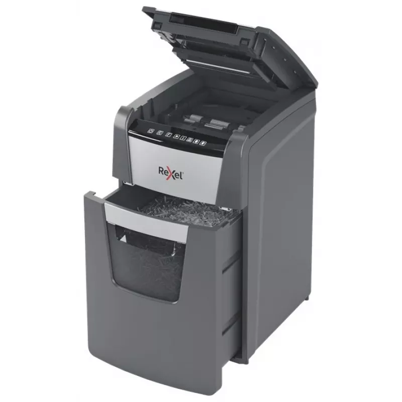 Rexel Optimum AutoFeed+ 130X niszczarka do papieru, cięcie poprzeczne, 55 dB, 22 cm, czarny, srebrny