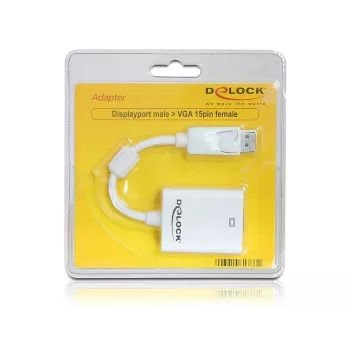 Adapter kabla wideo DeLOCK 61766 0.125m VGA DisplayPort biały