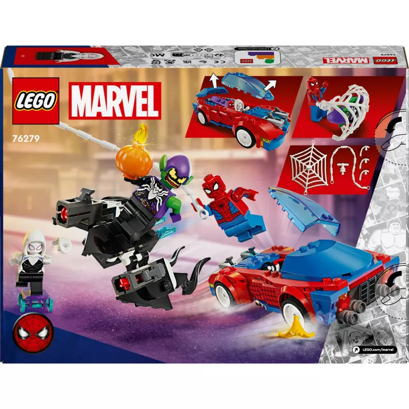 Lego Marvel 76279 Samochód wyścigowy Spider-Mana i Venom Green Goblin – zestaw do budowania