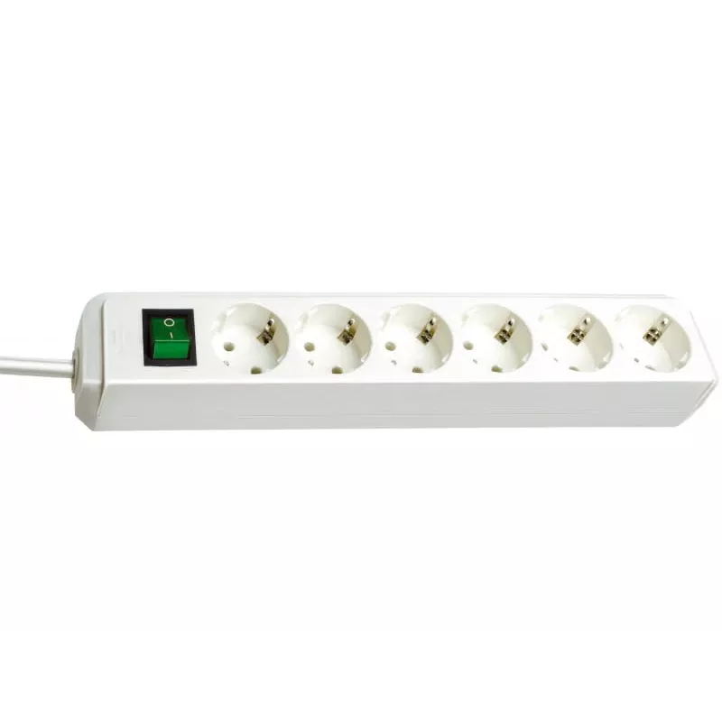 Brennenstuhl Eco-Line Steckdosenleiste mit Schalter [6-fach, weiß, 1.5m]