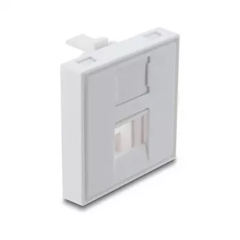 Zatrzaskowa osłona modułu Keystone 45×45 mm DELOCK Easy 45 na 1 port, ABS, biały, z zaślepką przeciwkurzową