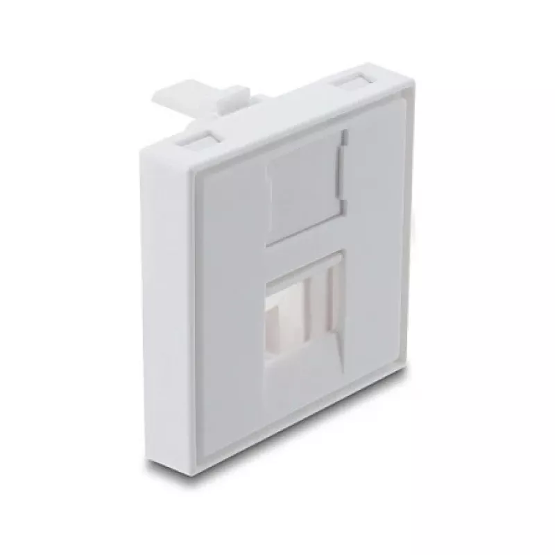 Zatrzaskowa osłona modułu Keystone 45×45 mm DELOCK Easy 45 na 1 port, ABS, biały, z zaślepką przeciwkurzową