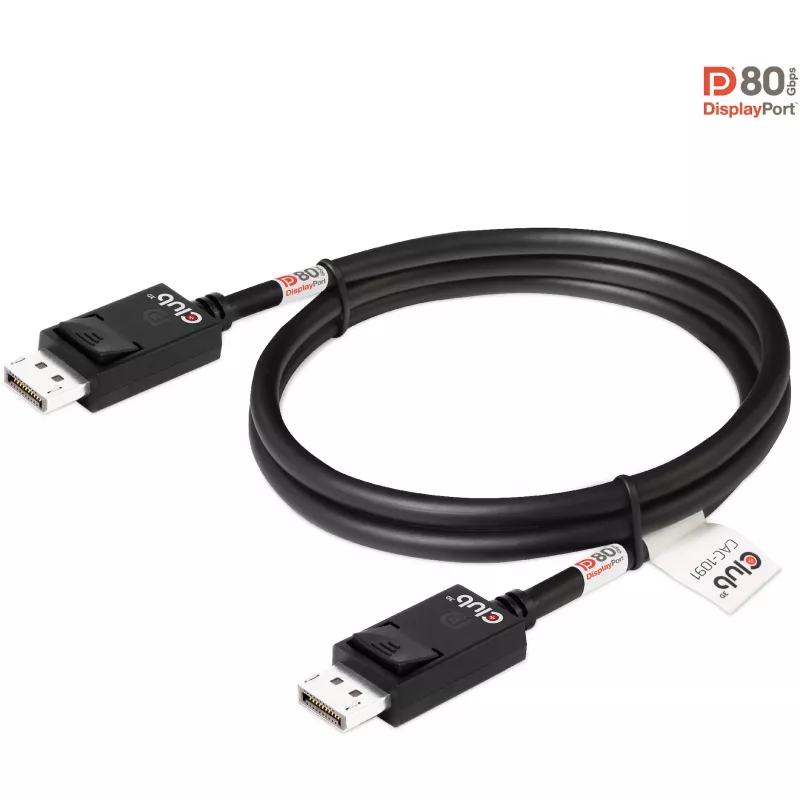 Kabel CLUB3D DisplayPort 2.1 Dwukierunkowy z certyfikatem VESA DP80 4K240Hz, 8K60Hz lub 10K30Hz M/M 1,2m/3,94ft
