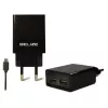 Ładowarka podróżna Beline Beli0011 — 2× porty USB, kabel microUSB, wyjście 2 A, czarna