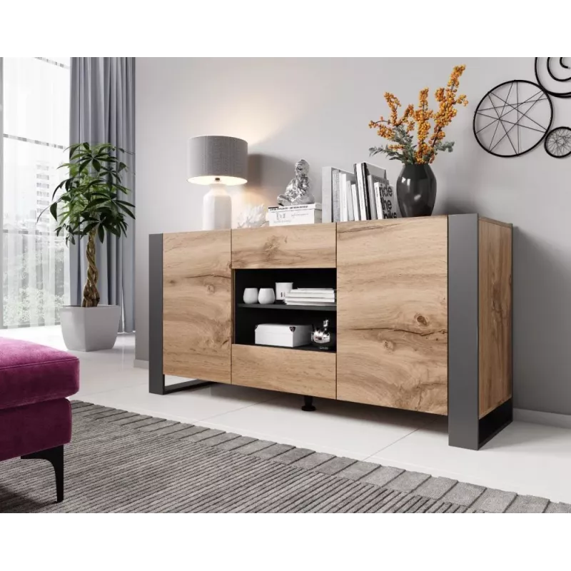 Cama komoda WOOD dąb wotan/antracyt