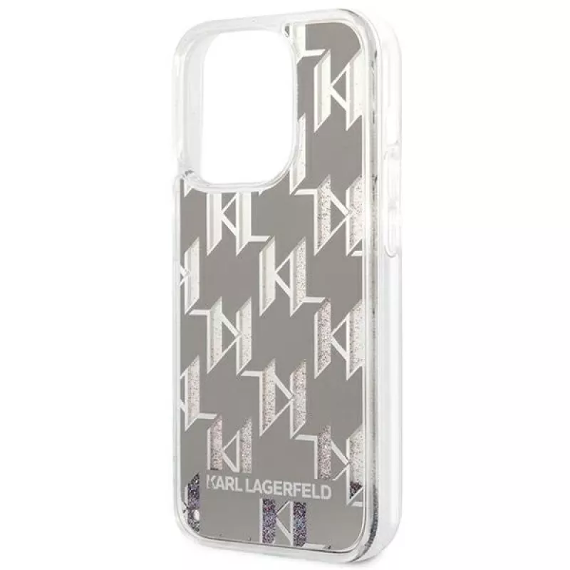 Karl Lagerfeld KLHCP14XLMNMS Etui twarde do iPhone 14 Pro Max 6,7 srebrny / srebrny Liquid Glitter Monogram