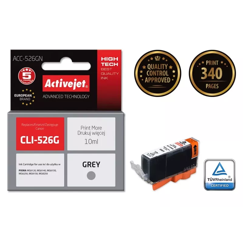 Activejet ACC-526GN Tusz (zamiennik Canon CLI-526G; Supreme; 10 ml; szary)