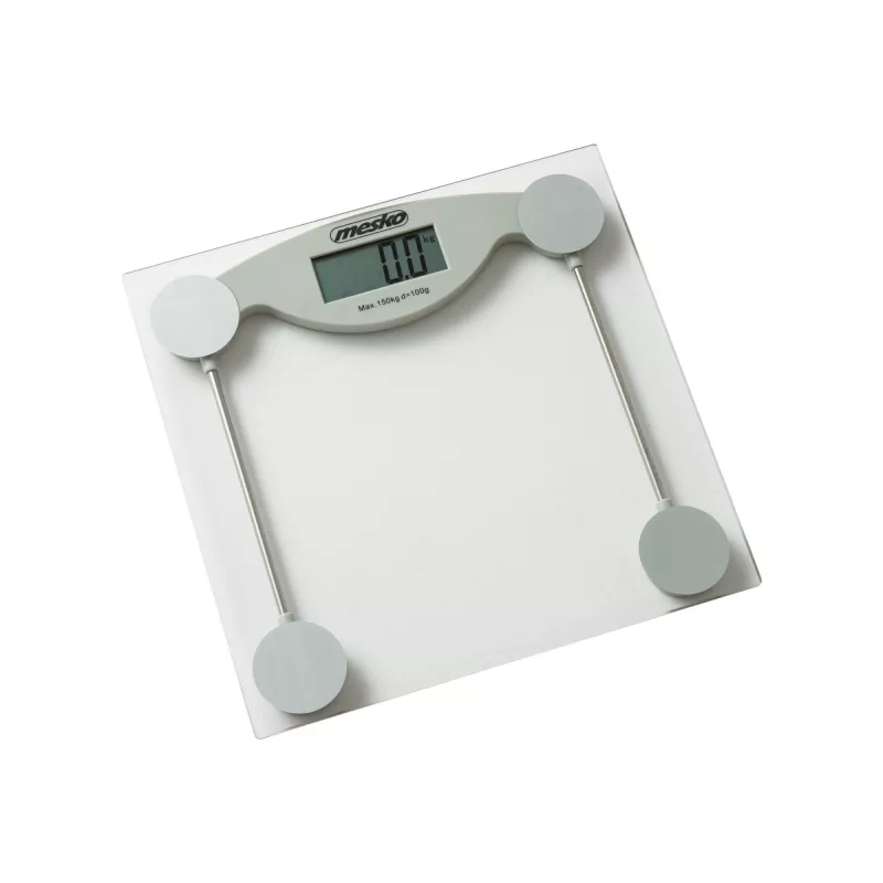 Elektroniczna waga osobista Mesko MS 8137 — udźwig 150 kg, dokładność 100 g, biała/przezroczysta