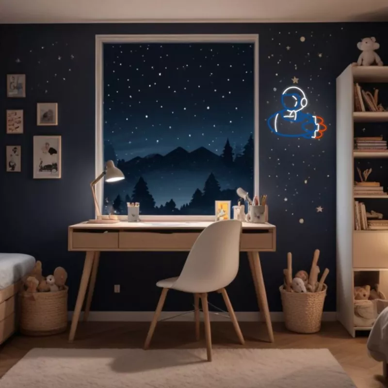 Dekoracyjne światło neonowe MANTA SNL90MT Style Neon Lights — motyw Astronauty na Rakiety