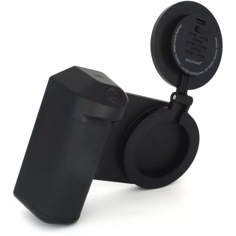 Lampka do selfie RealPower Selfie MagFree LED Czarna Biała ABS PU
