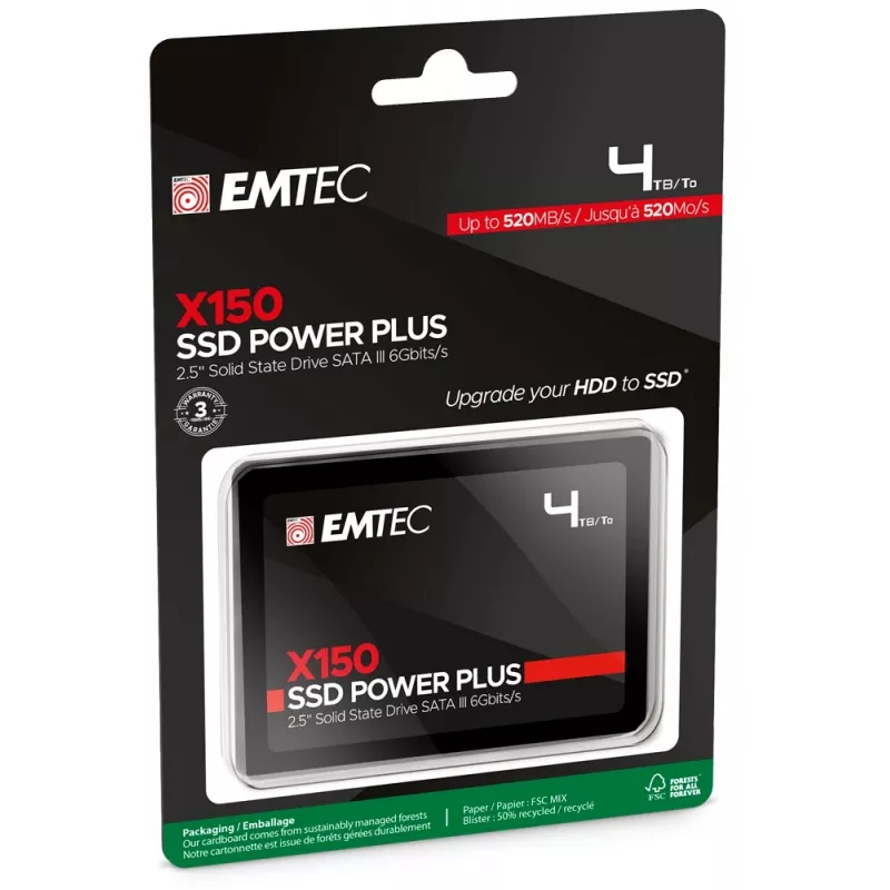 Dysk SSD Emtec X150 4 TB 2,5 cala SATA III 3D NAND model ECSSD4TX150