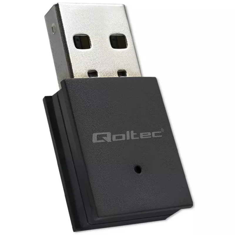 Bezprzewodowy mini adapter USB Wi-Fi QOLTEC 57007 — jednopasmowy 2.4 GHz, do 150 Mbps, antena wewnętrzna