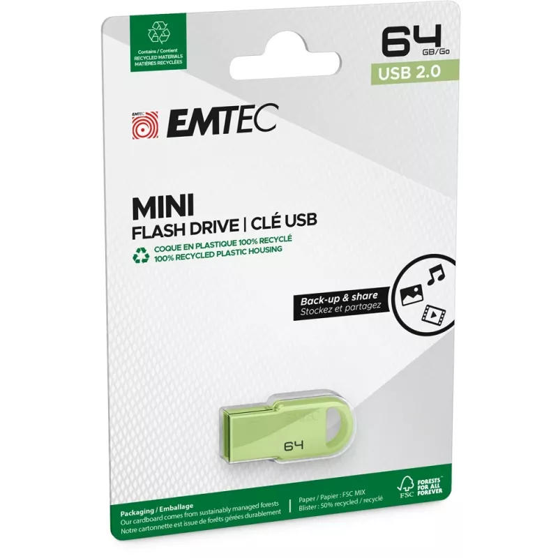 Emtec D250 Mini 64 GB USB Type-A 2.0 Czarny
