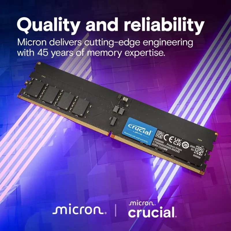 Crucial - DDR5 - Modul - 32 GB - DIMM 288-PIN - 3200 MHz / PC5-51200 CL52 1.1 V taktunabhängig unbuffered on-die ECC Schwarz