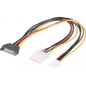 Kabel Y zasilający Renkforce [1x wtyk SATA 15-pin - 1x gniazdo zasilania IDE 4-pin, wtyk Floppy 4-pin] 20,00 cm czarny, czerwony, żółty (RF-4536476)