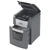 Niszczarka do papieru REXEL Optimum AutoFeed+ 100X — automatyczne podawanie 100 arkuszy, cięcie krzyżowe 4 x 28 mm, kosz 34 L, aluminium