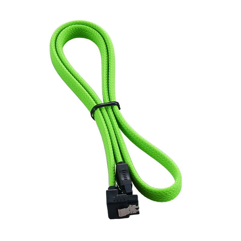 CableMod ModMesh - kabel SATA - Serial ATA 150/300/600 - SATA (W) kątowy do SATA (W) - 60 cm - Jasnozielony (CM-CAB-RSAT-N60KLG-R)