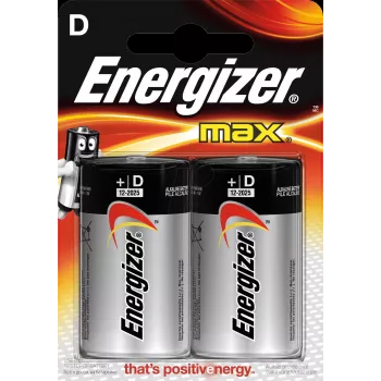 Bateria jednorazowa Energizer MAX D alkaliczna 1,5 V, rozmiar D, 2 szt., cylindryczna, 139 g, 10-letni okres trwałości
