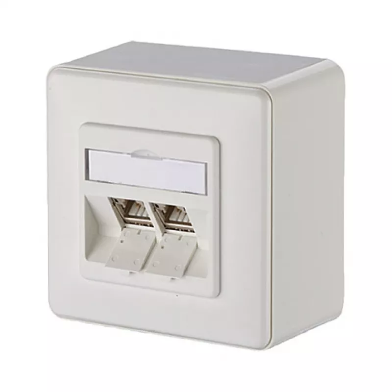 Metz Connect C6Amodul 270° - Steckdosenauslass - RJ 45 - 2 Netzwerksteckdosen - Pure White, RAL 9010 (130B12D20002-E)
