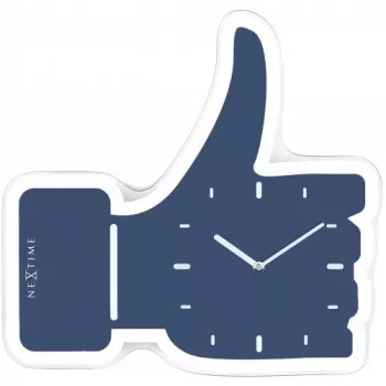 NeXtime zegar 5185bl Mini Thumbs Up, 20,5x21, ścienny, niebieski/srebrny