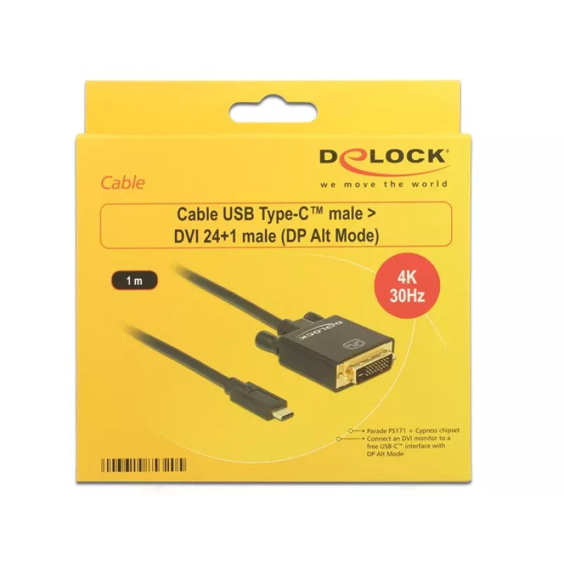 Adapter USB-C na DVI DeLOCK 1m 85320