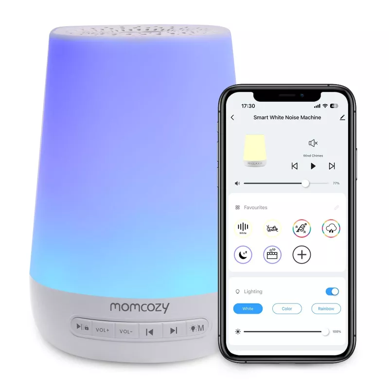 Momcozy WN02 LED Nocna Lampka z Białym Szumem, Wi-Fi, Alexa, USB-C