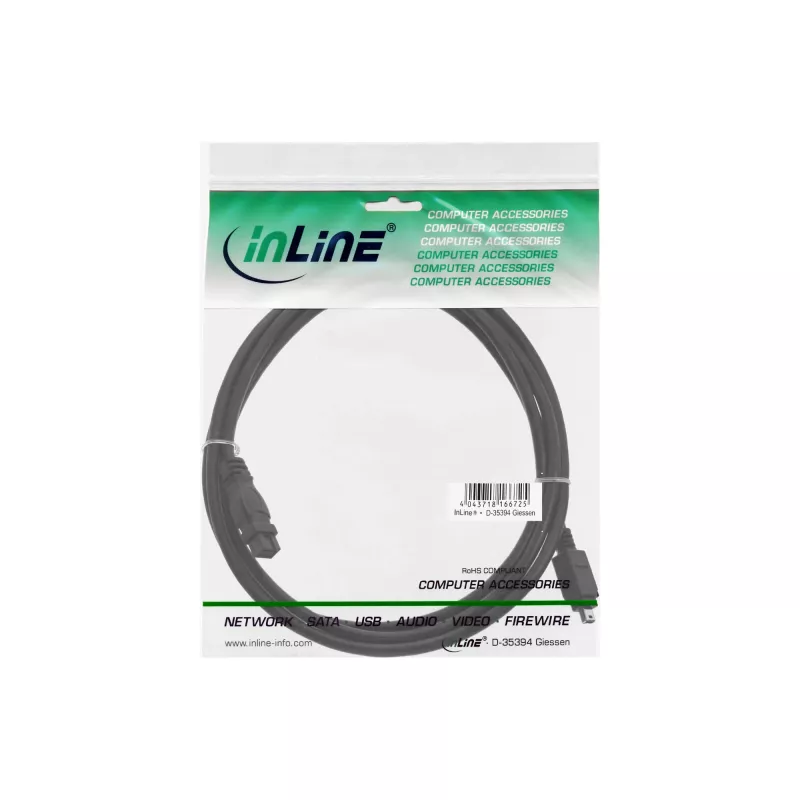 Kabel FireWire 400 na 800 InLine 34901 1 m Męski/Męski Czarny