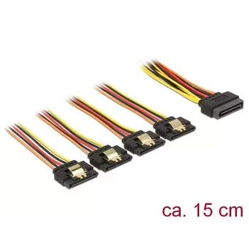 Kabel SATA DeLOCK 60156 0,15 m SATA 15-pin 4 x SATA 15-pin Wielokolorowy