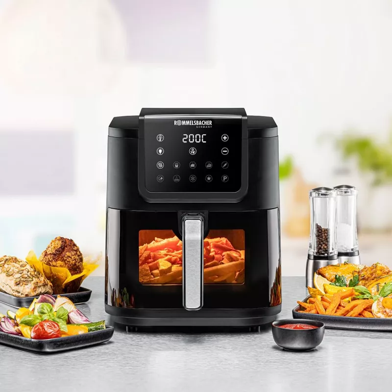 Frytkownica beztłuszczowa Rommelsbacher FRH 1700 Single 8 l wolnostojąca 1700 W z 10 programami i wyświetlaczem LED